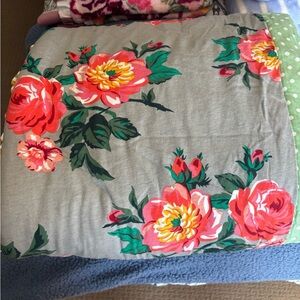 Matilda Jane Gray Quilt with Pink and Green Floral Design